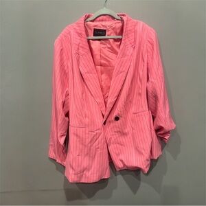 Eloquii Pink Pinstripe Single-Button Blazer